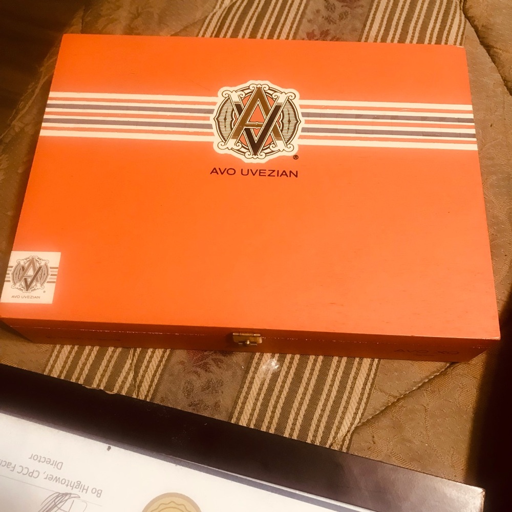 Avo Uvezian Orange Empty Cigar  Box